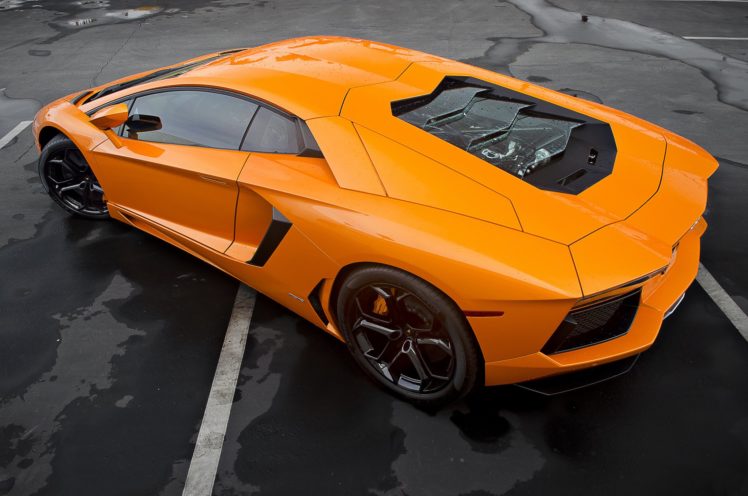 top, Lamborghini, Aventador, Orange, Supercar HD Wallpaper Desktop Background