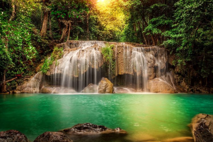 waterfalls, River, Forests, Nature HD Wallpaper Desktop Background