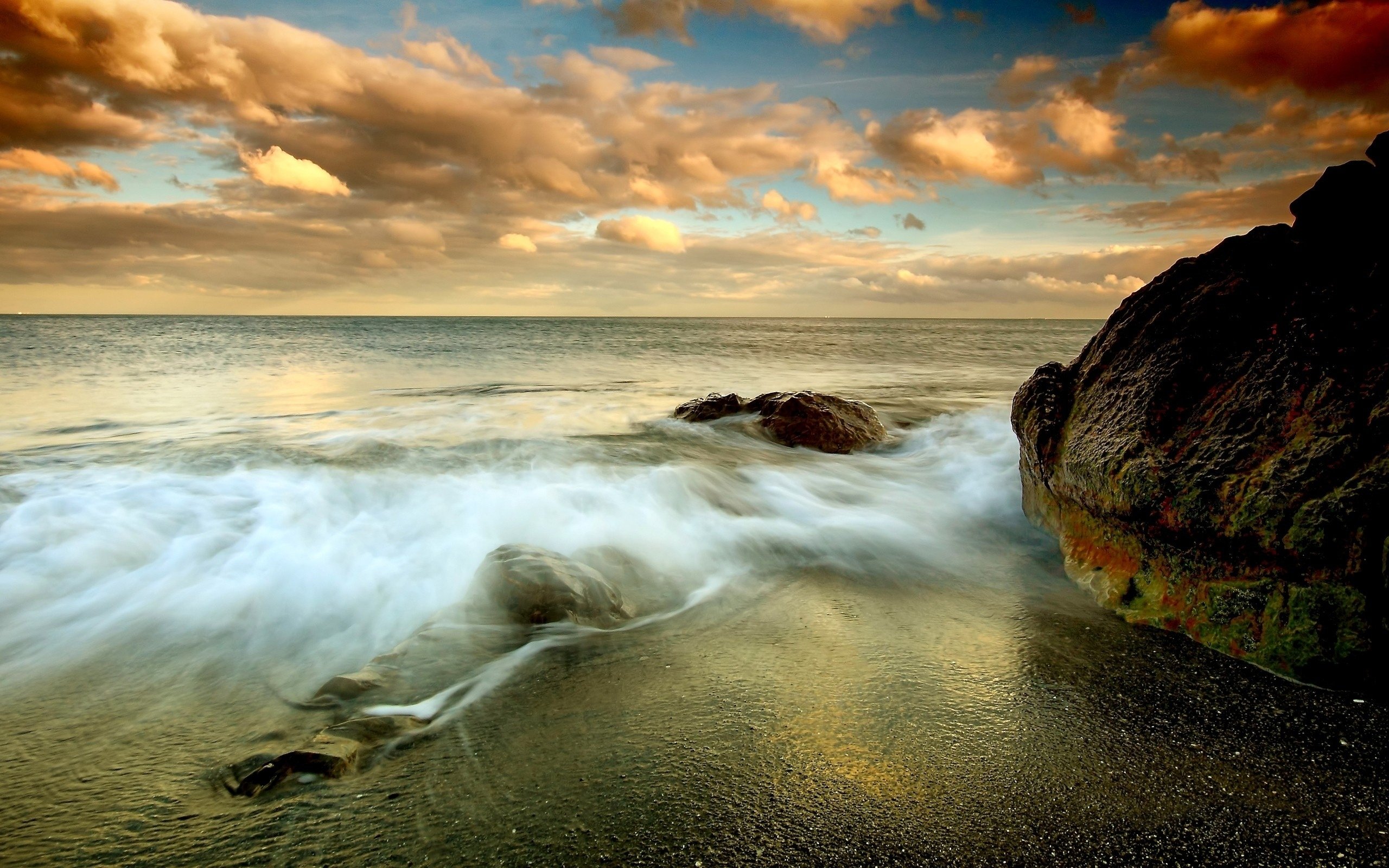 Waves Sea Clouds Beach Rocks Ocean Wallpapers Hd Desktop And
