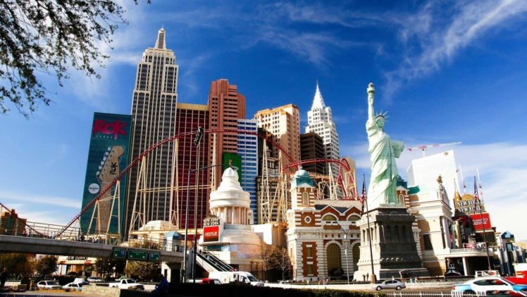 cityscapes, Las, Vegas, New, York, City, Liberty, Statue HD Wallpaper Desktop Background