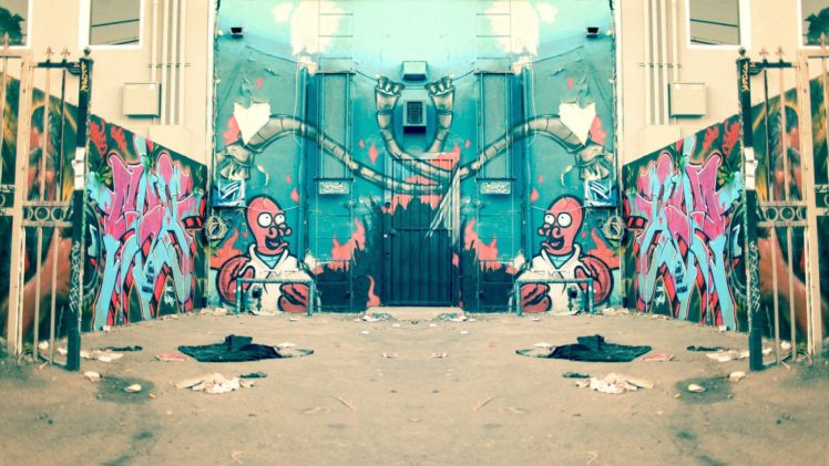 futurama, Bender, Mirrors, Graffiti, Dr, Zoidberg, Street, Art, Alley HD Wallpaper Desktop Background