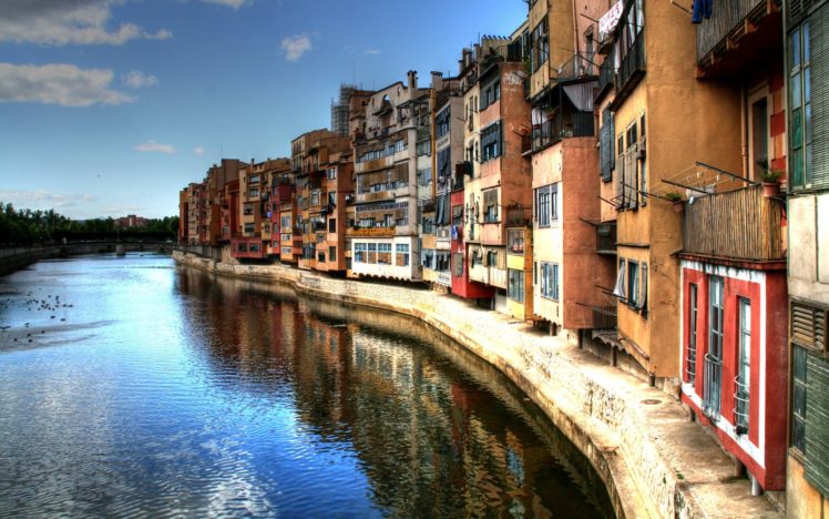 houses, Rivers, Girona HD Wallpaper Desktop Background