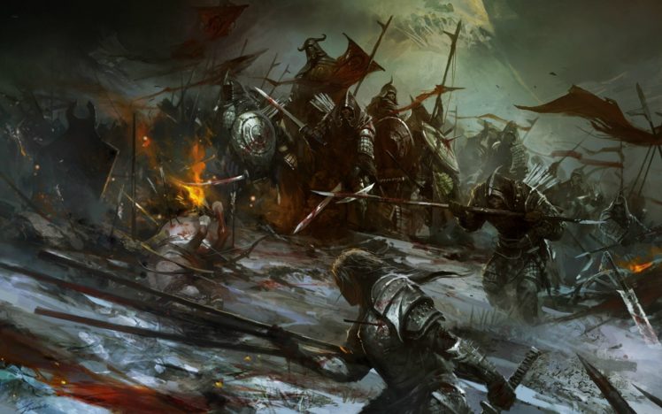 fantasy, Art, Horses, Battle, Warriors, War, Knights, Armor, Weapons, Sword, Spear, Army HD Wallpaper Desktop Background
