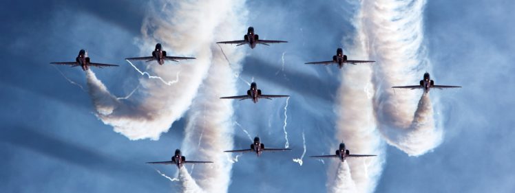 aircraft, Airplanes, Aerobatics, Smoke, Jets, Military, Fighters HD Wallpaper Desktop Background