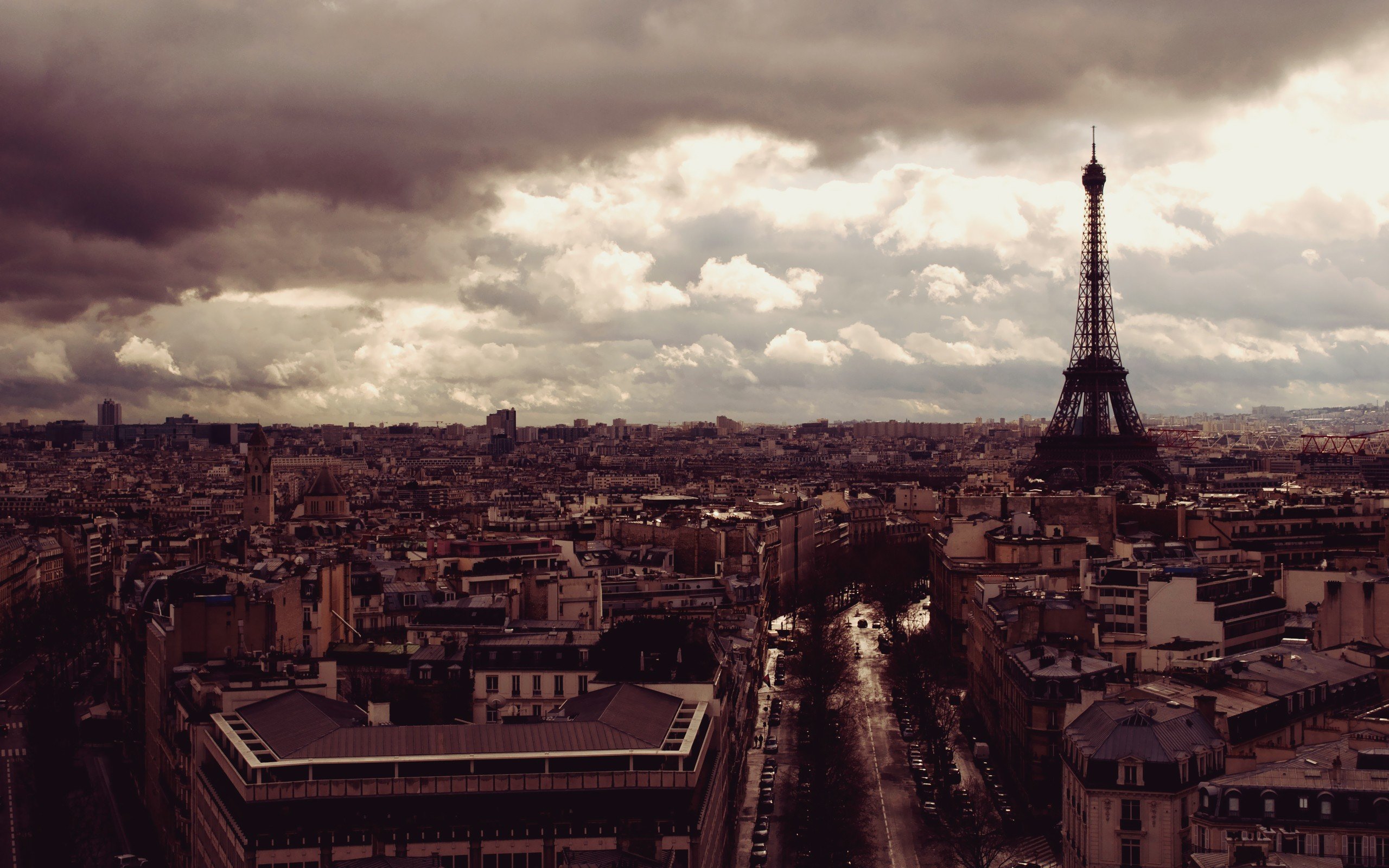 eiffel, Tower, Paris, Clouds, Cityscapes, Cars, France, Buildings, Vehicles, Skyscapes Wallpaper