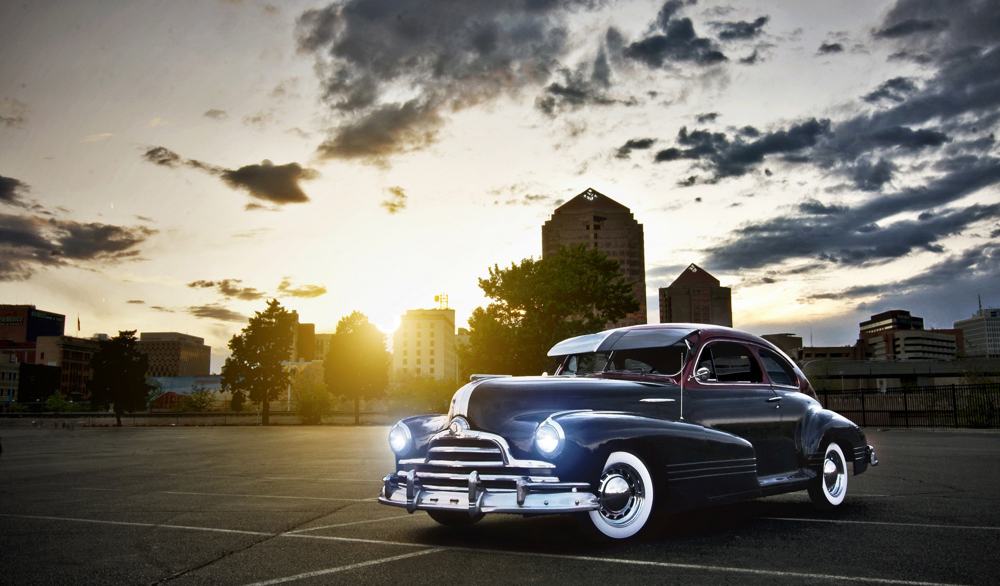pontiac, Retro, Classic, Cars, Cities, Sunset Wallpaper