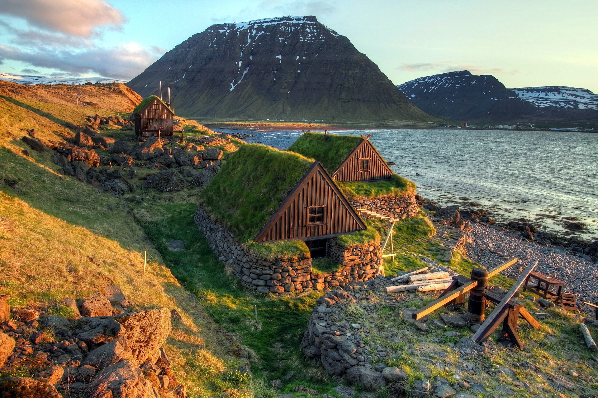 nature, Landscapes, Fjord, Harbor, Bay, Mountains, Houses, Buildings Wallpaper