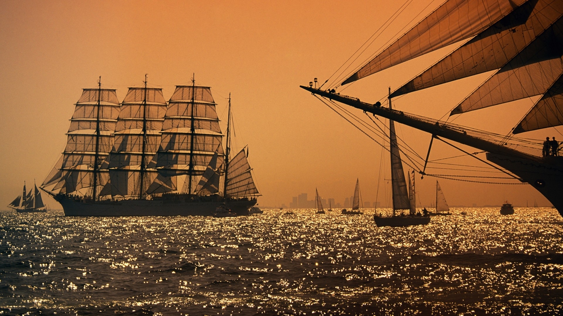 ships, Schooner, Sail, Ocean Wallpaper