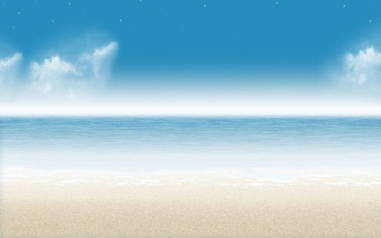blue, Ocean, Clouds, Nature, Minimalistic, Stars, Outdoors, Serene, Skyscapes, Sea, Beaches HD Wallpaper Desktop Background