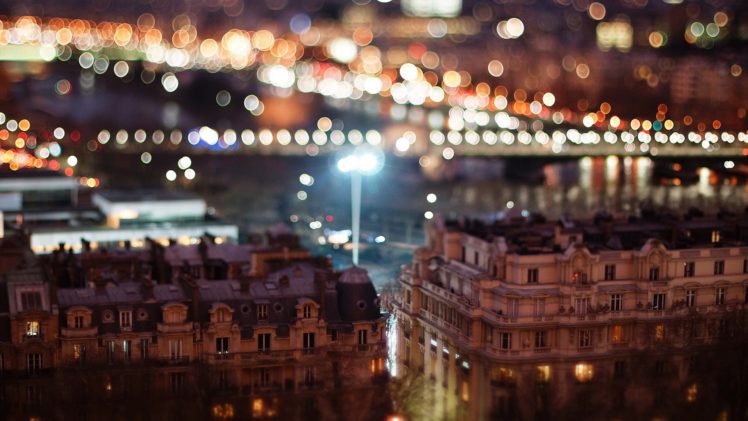 cityscapes, France, Buildings, Bokeh, City, Lights, Tilt shift, Cities HD Wallpaper Desktop Background