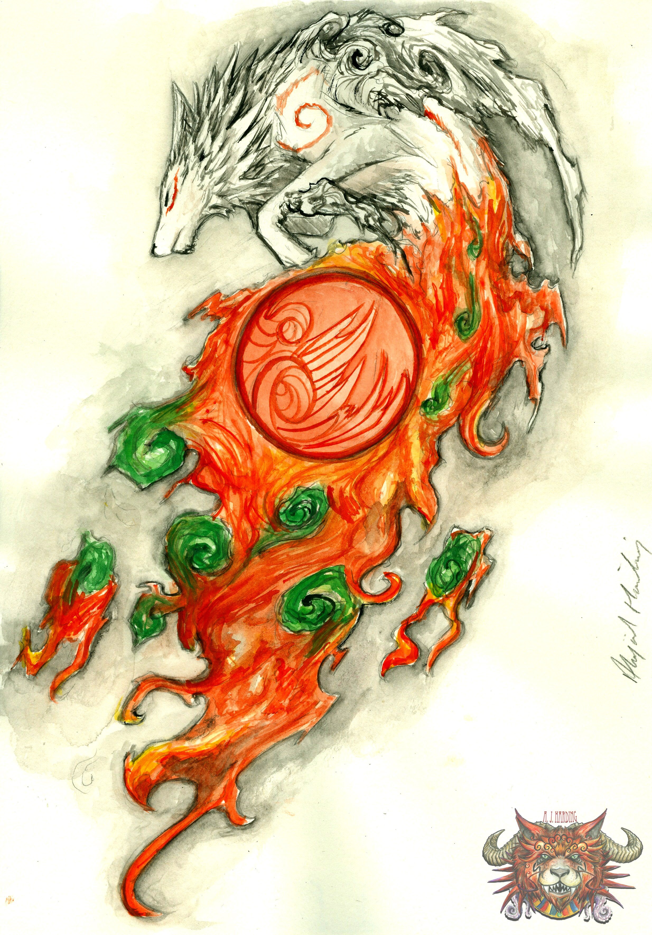 dragons, Okami, Sox, Flare Wallpaper