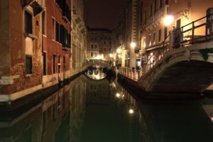 night, Venice, Italy, Canal