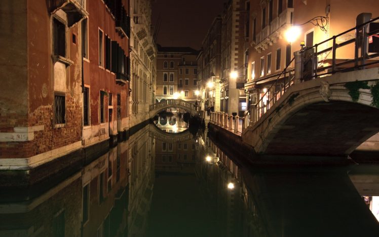night, Venice, Italy, Canal HD Wallpaper Desktop Background