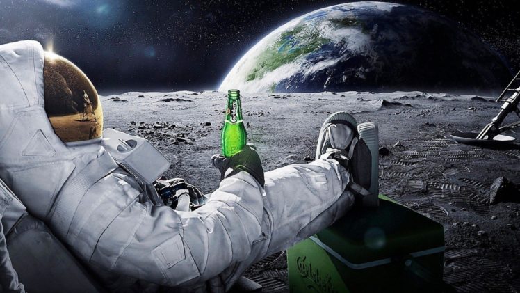 beers, Outer, Space, Moon, Earth, Funny, Spaceships, Relaxing, Carlsberg, Space, Suits, Cosmonaut HD Wallpaper Desktop Background