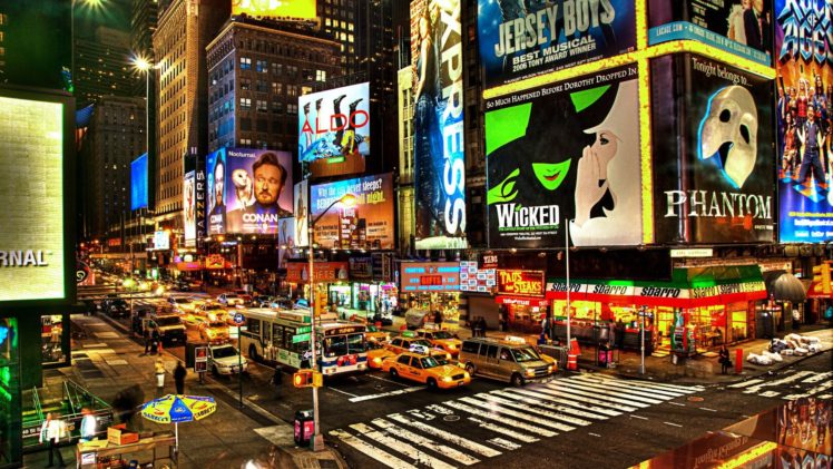 streets, Urban, New, York, City, Bus, Taxi, Musicals HD Wallpaper Desktop Background