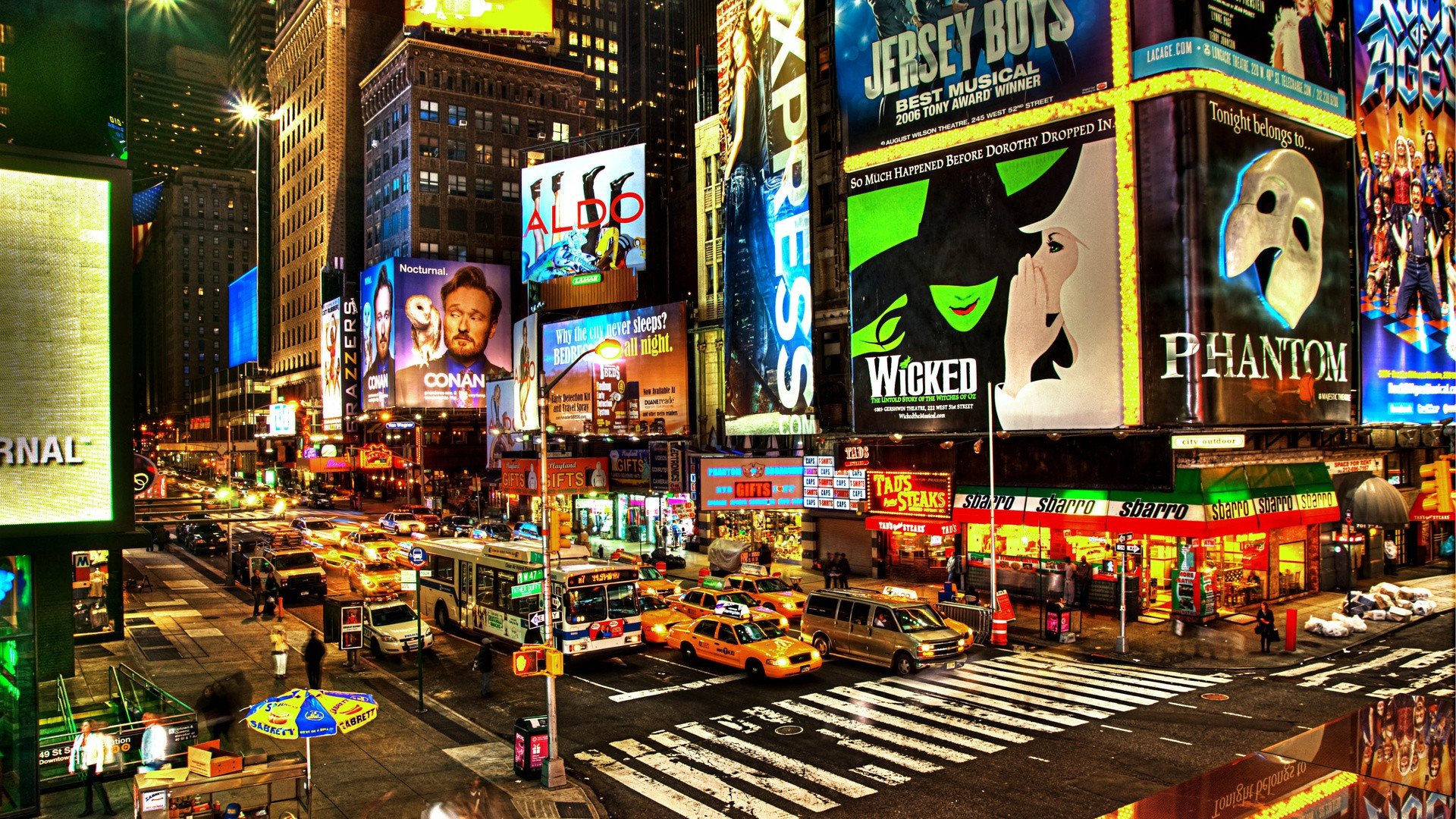 streets, Urban, New, York, City, Bus, Taxi, Musicals Wallpaper