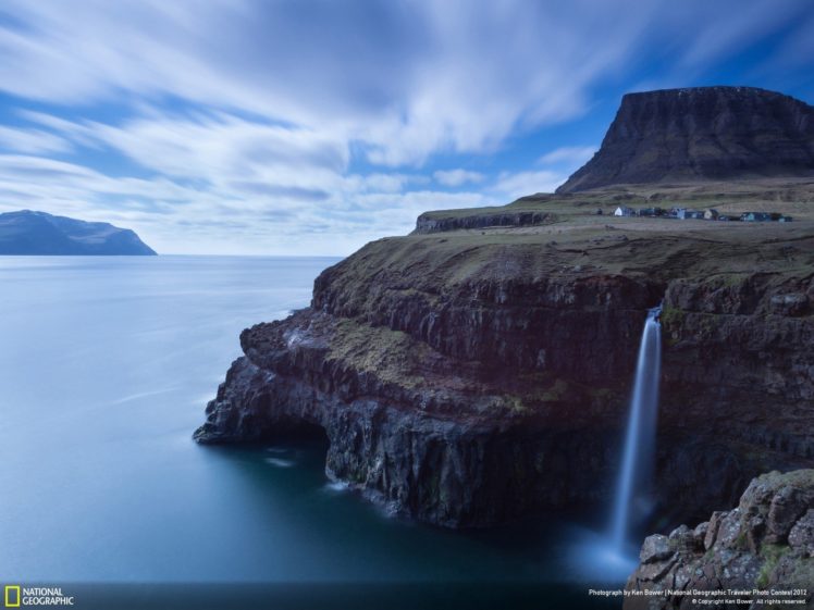 cliffs, National, Geographic, Waterfalls, Faroe, Islands, Natural, Geographic,  , Travellers, Photo, Contest, 2012 HD Wallpaper Desktop Background