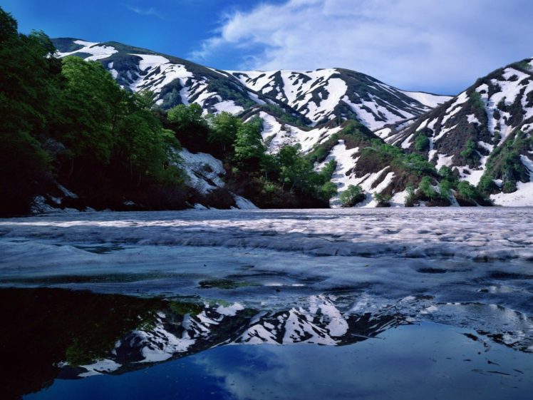 mountains, Clouds, Landscapes, Nature, Snow, Trees HD Wallpaper Desktop Background