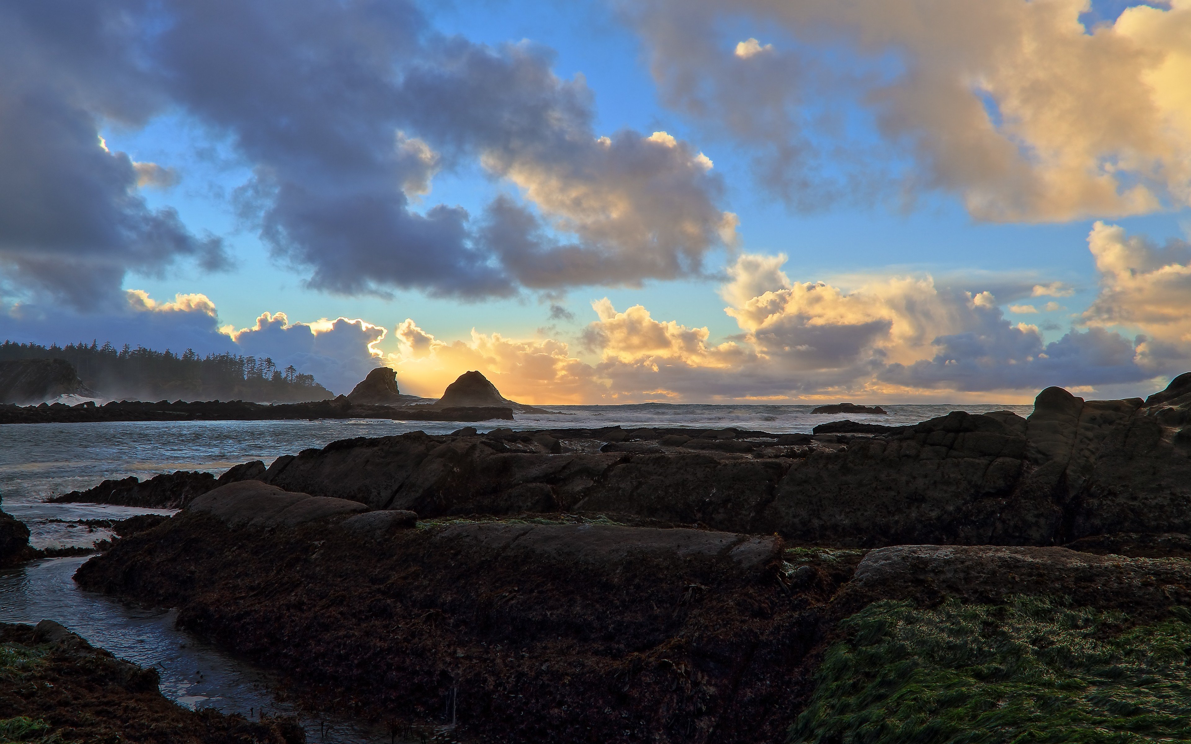 sunset, Clouds, Landscapes, Nature, Coast, Waves, Rocks, Hdr, Photography, Evening, Sea Wallpaper