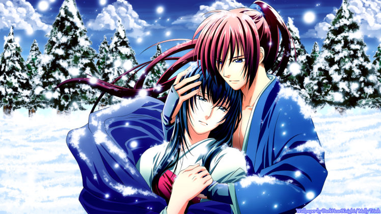 rurouni, Kenshin, Vector, Art, Mood, Love, Romance, Winter, Snow, Flakes HD Wallpaper Desktop Background