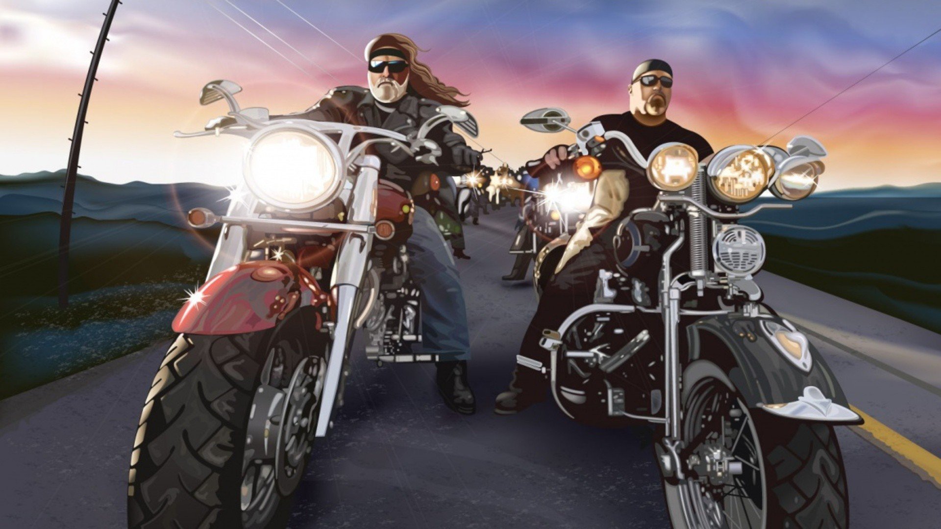 cartoons, Bikes, Chopper, Beard, Motorbikes, Bikers, Harley davidson  Wallpapers HD / Desktop and Mobile Backgrounds