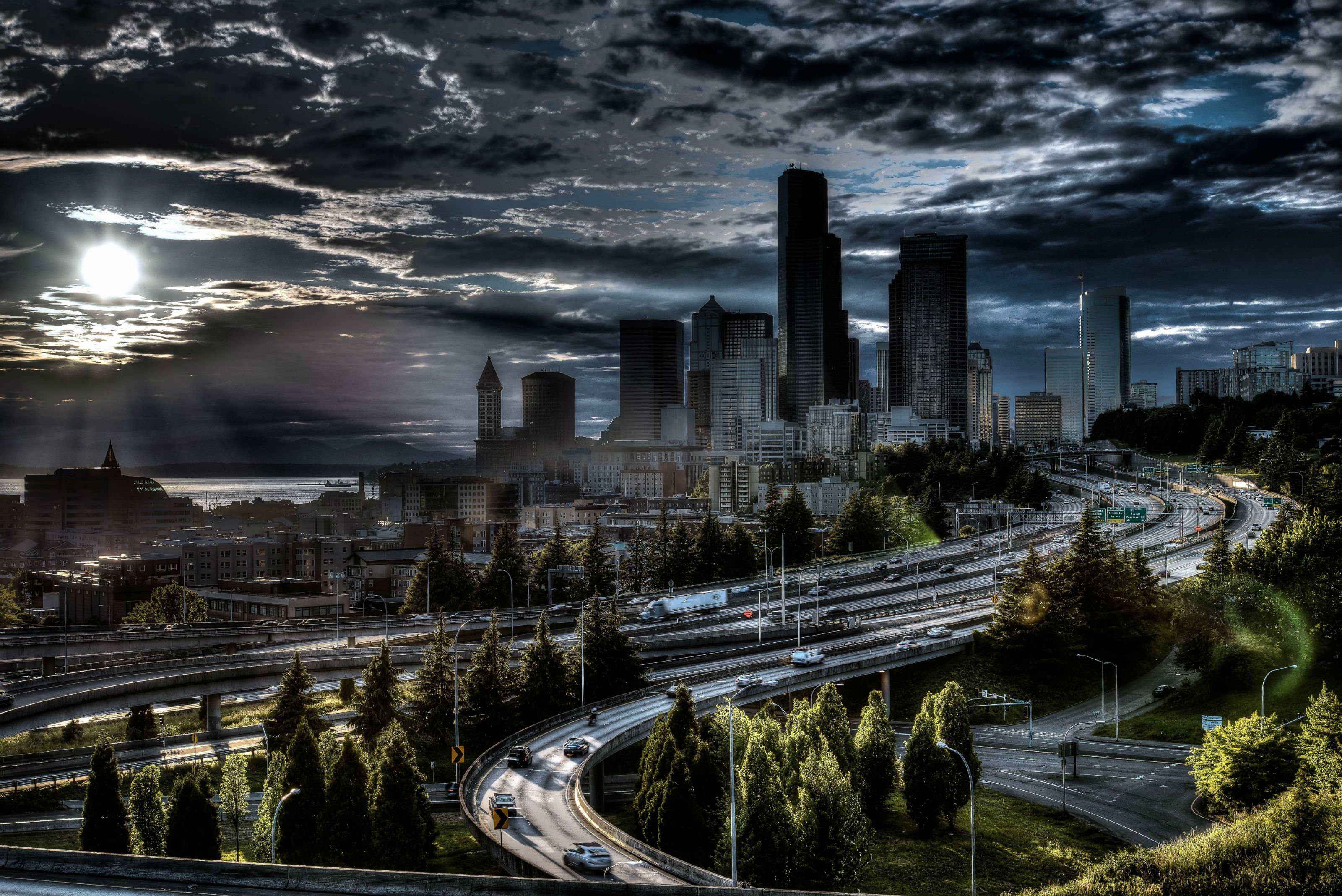 jose, Rizal, Park, Seattle, City, Sunset, Hdr, Night, Clouds, Road, Skyscraper Wallpaper