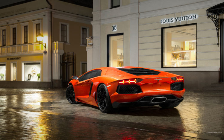 2012, Lamborghini, Aventador, Lp700 4, Roads, Rain, Storms, Drops, Supercars, Buildings HD Wallpaper Desktop Background