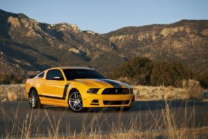 mountains, Nature, Cars, Ford, Mustang, Stripes, Yellow, Cars, Muscle, Car, Boss, 3, 02mustang, Boss