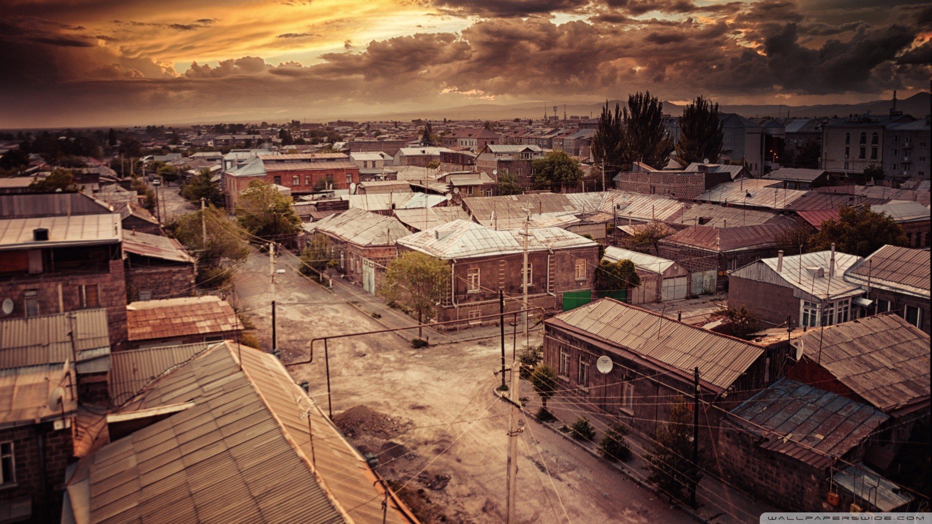 sunset, Clouds, Nature, Cityscapes, Buildings, Civilization Wallpaper
