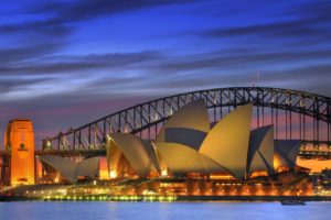 night, Opera, House, Australia, Harbor, Sydney, Opera, House, Sydney, Harbour, Bridge