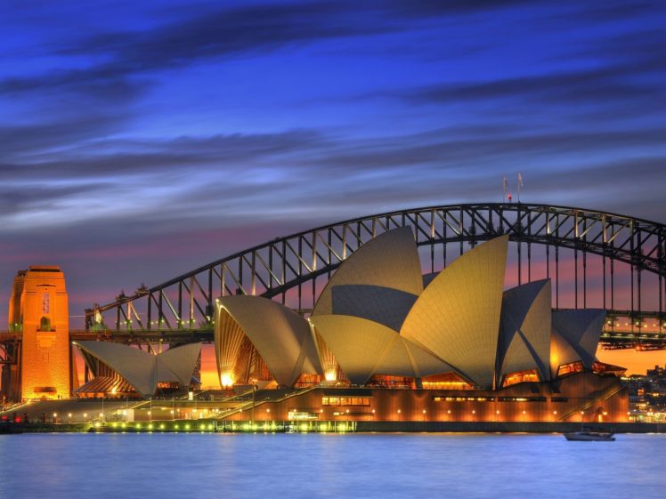 night, Opera, House, Australia, Harbor, Sydney, Opera, House, Sydney, Harbour, Bridge HD Wallpaper Desktop Background