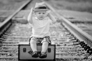 humor, Cute, Children, Baby, Black, White, Travel, Railroad, Train, Tracks