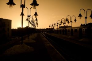 sunset, Train, Stations