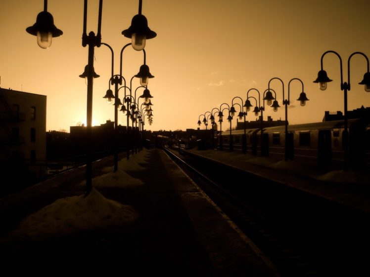 sunset, Train, Stations HD Wallpaper Desktop Background