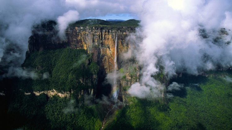 clouds, Landscapes, Venezuela, Waterfalls HD Wallpaper Desktop Background