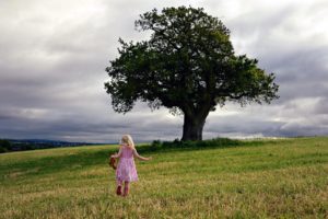 mood, Children, Tranquil, Girls, Nature, Landscapes, Trees, Hill, Sky, Clouds