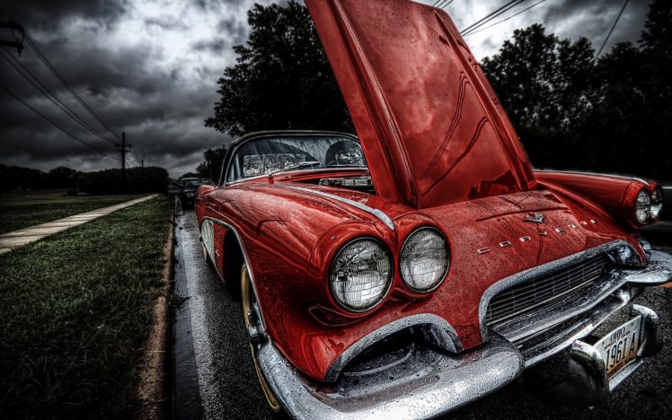 chevrolet, Corvette, Hdr, Red, Roads, Retro, Classic HD Wallpaper Desktop Background