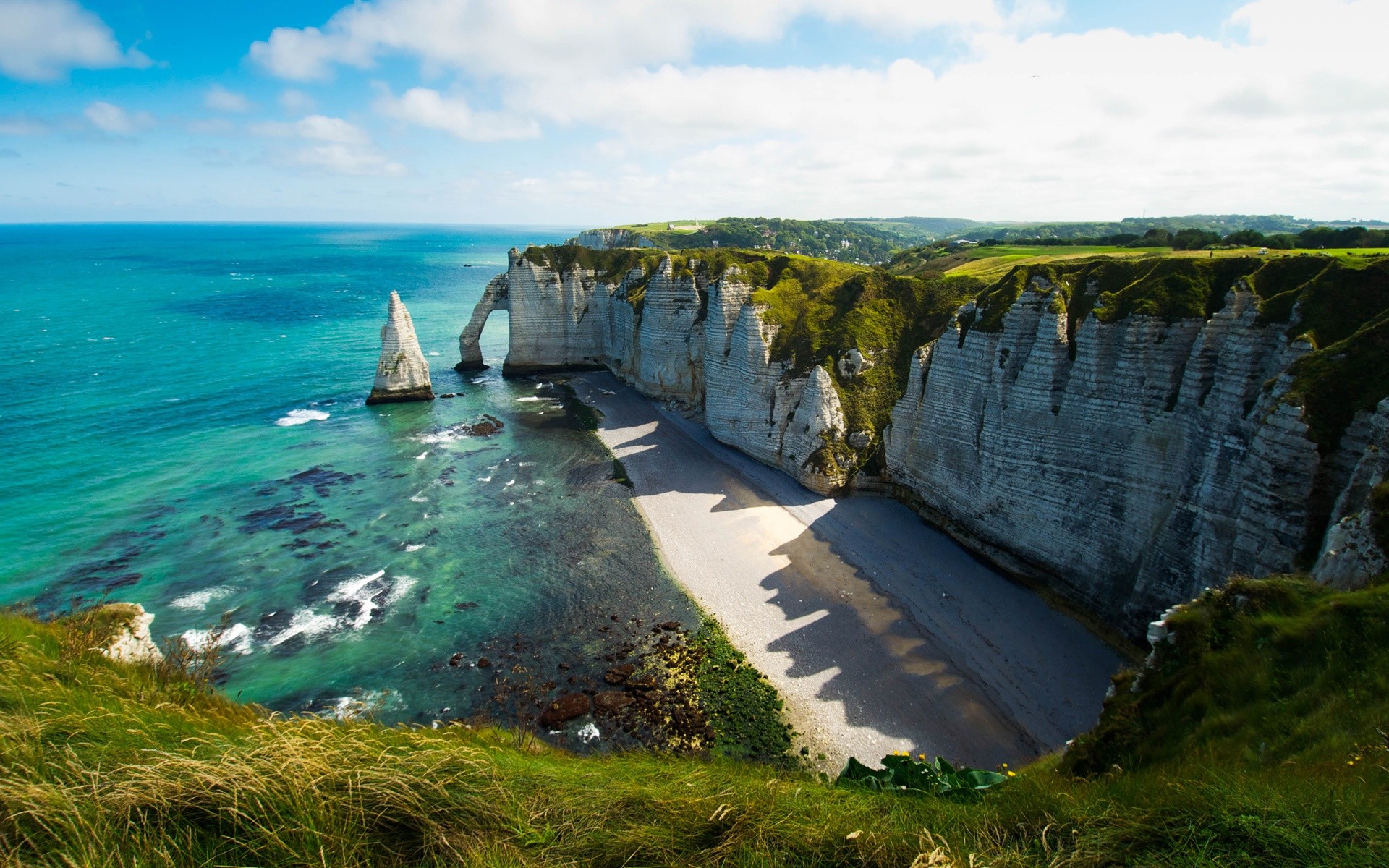 landscapes, Cliff, Stone, Sky, Slouds, Ocean Wallpaper