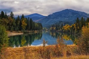 landscapes, Trees, Forest, Mountains, Sky, Clouds, Autumn, Fall, Reflection