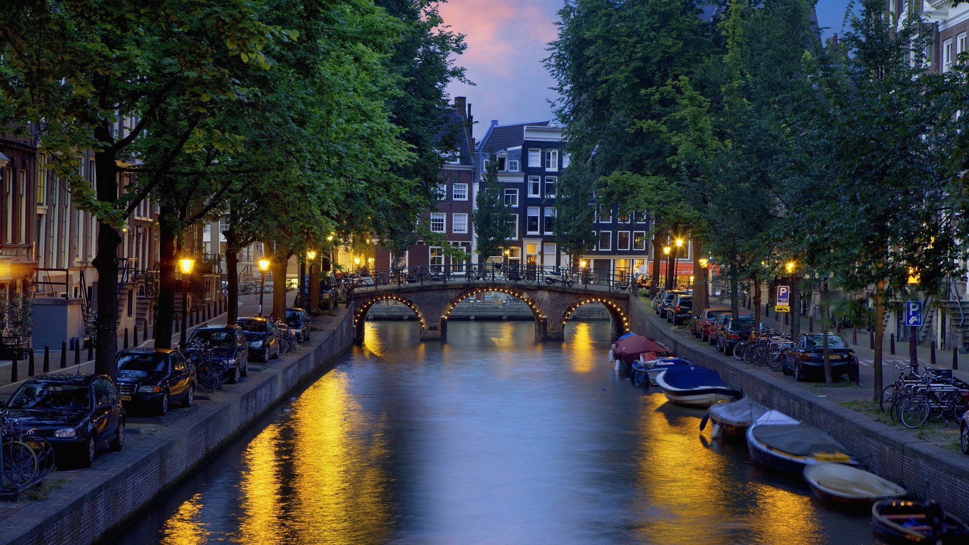 towns, Netherlands, Amsterdam, Rivers, Evening Wallpaper