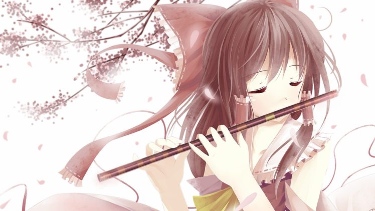 video, Games, Touhou, Deviantart, Hakurei, Reimu, Flute, Anime, Girls HD Wallpaper Desktop Background