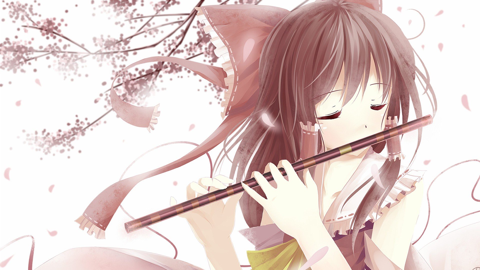 video, Games, Touhou, Deviantart, Hakurei, Reimu, Flute, Anime, Girls Wallpaper