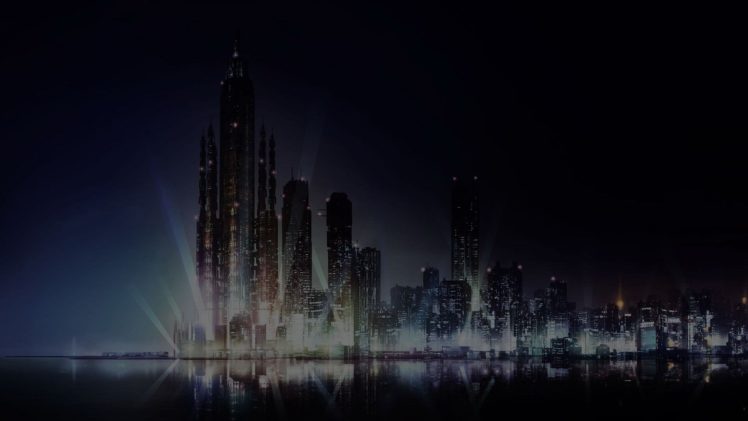 water, Cityscapes, Dark, Night, Lights, Buildings, Skyscrapers, Scenic,  Anime, Reflections, Cities, Skies, Psycho pass, Sea Wallpapers HD / Desktop  and Mobile Backgrounds