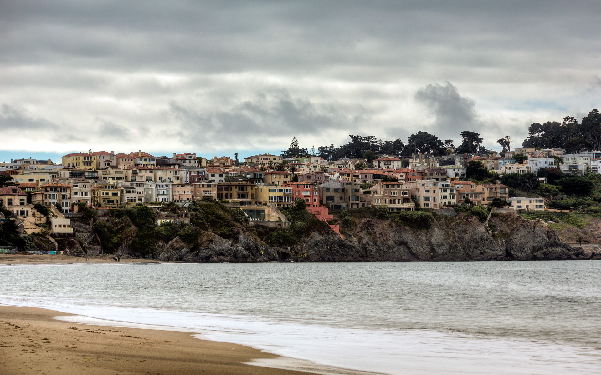 san, Francisco, Nature, Beaches, Buildings, Architecture, Bay, Water, Sky, Clouds Wallpaper