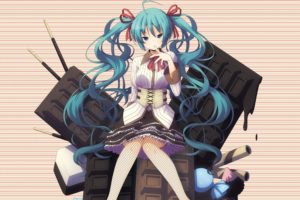 vocaloid, Hatsune, Miku, Blue, Eyes, Chocolate, Skirts, Long, Hair, Corset, Blue, Hair, Pantyhose, Twintails, Shirts, Sitting, Candies, Ahoge, Anime, Girls, Fingers, On, Lips