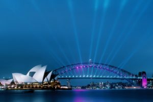 lights, Opera, House, Australia, Dusk, Harbour, Bridge, Sydney, Opera, House