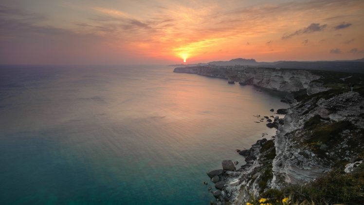 sunset, Ocean, Landscapes, Nature, Coast, Sun, Skyscapes, Sea HD Wallpaper Desktop Background