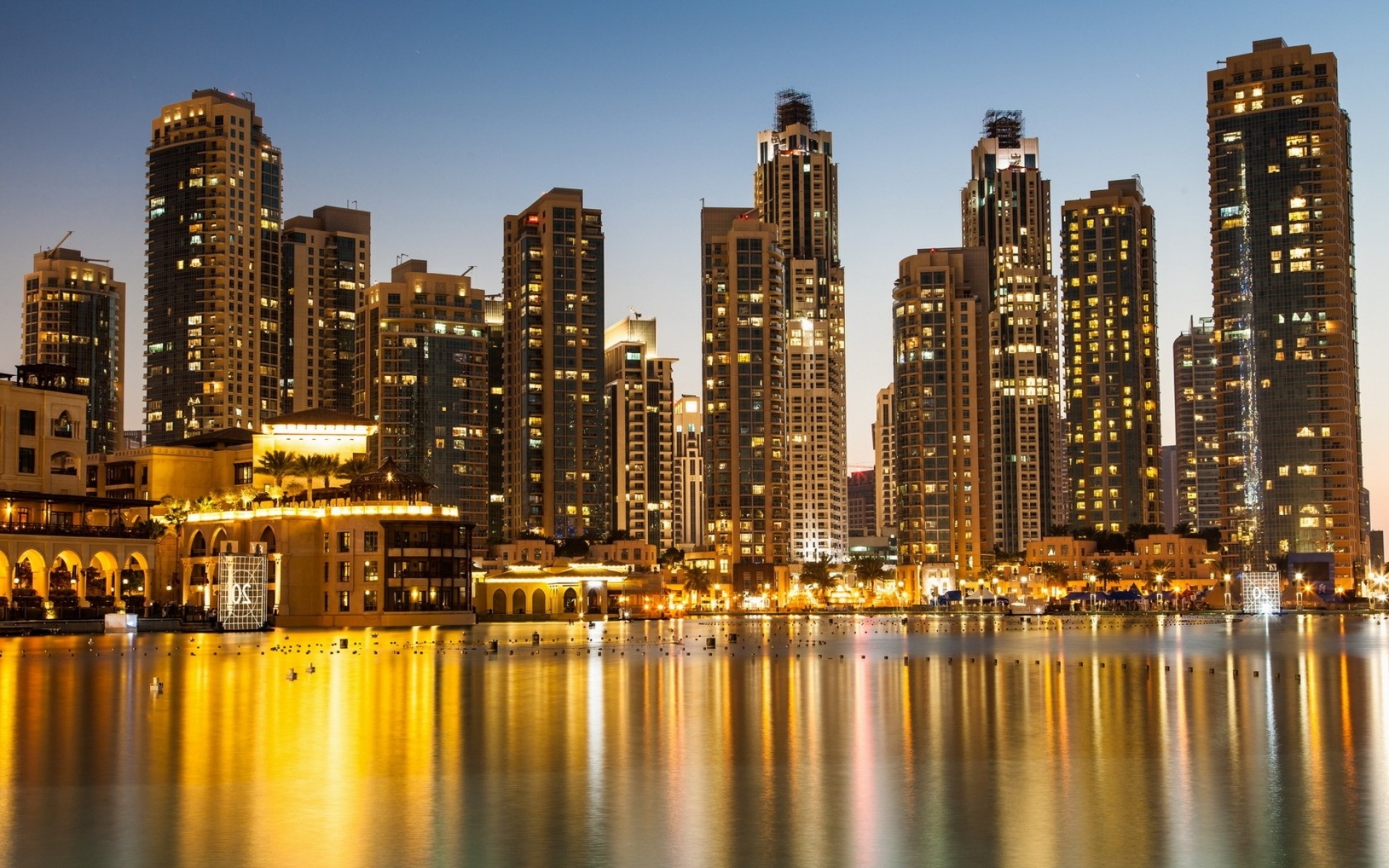 dubai, Golden, Reflections, United, Arab, Emirates, Architecture, Buildings, Skyscrapers, Lights Wallpaper