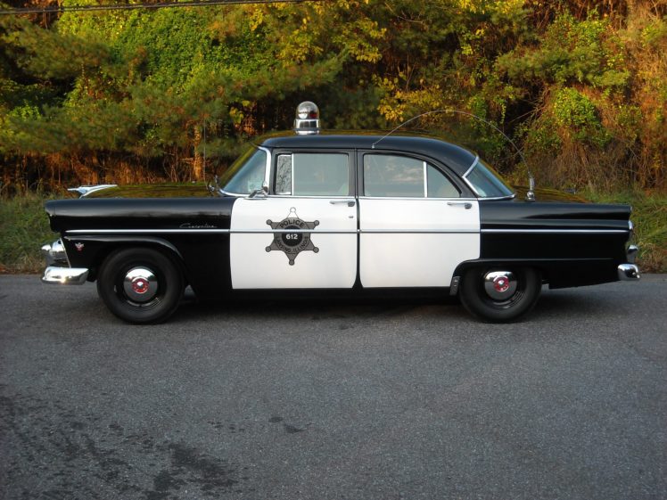 1955, Ford, Customline, 4 door, Sedan, Police,  73b , Emergency, Retro HD Wallpaper Desktop Background