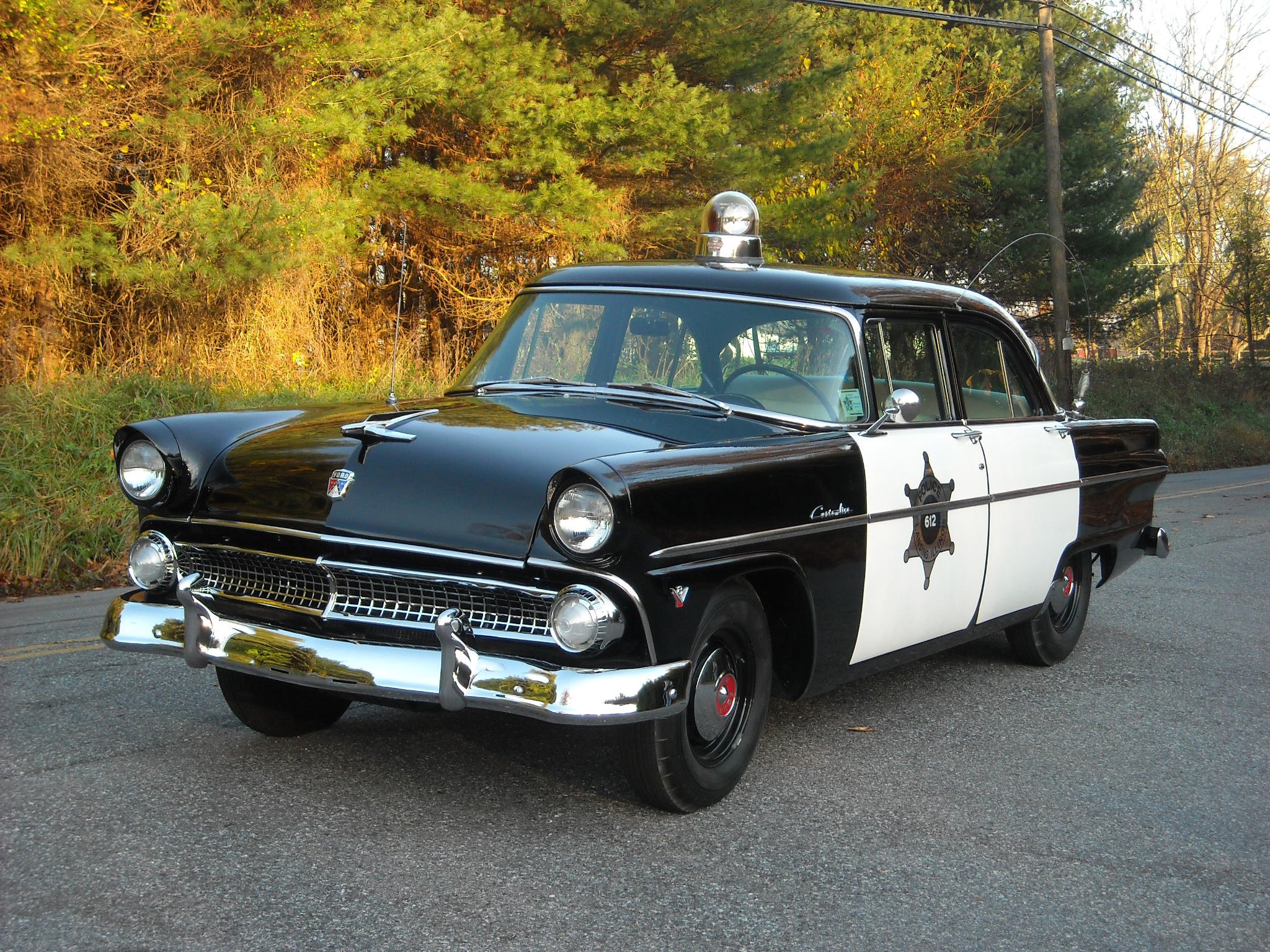 1955, Ford, Customline, 4 door, Sedan, Police,  73b , Emergency, Retro Wallpaper